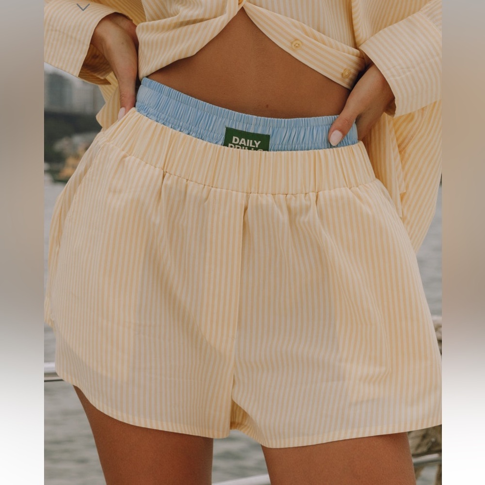 COPY - Daily Drills Poplin Band Resort Shorts - Yellow & Blue Stripe